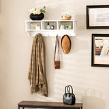 Wall Mount Cubby Organizer Hooks Entryway Storage Shelf-White