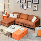 Modular L-shaped Sectional Sofa with Reversible Chaise and 2 USB Ports-Orange