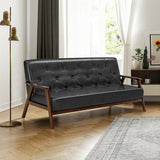 3-Seater PU Leather Upholstered Sofa Couch with Rubber Wood Legs