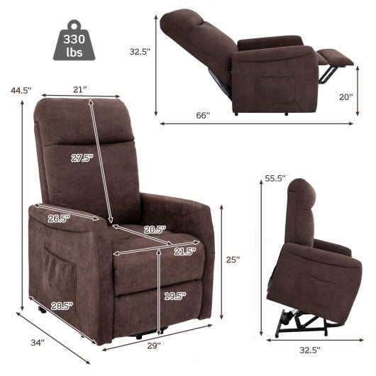 Power Lift Recliner Chair with Remote Control for Elderly-Brown