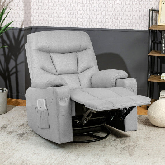 Massage Rocking Recliner Chair with Heat and Vibration-Gray