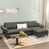 Extra Large Modular L-shaped Sectional Sofa with Reversible Chaise for 4-5 People-Gray