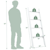 4-Tier Wall Leaning Ladder Shelf Stand-White