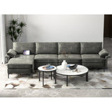Extra Large L-shaped Sectional Sofa with Reversible Chaise and 2 USB Ports for 4-5 People-Gray