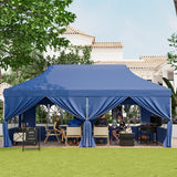 10 x 20 FT Pop up Canopy with 6 Sidewalls and Windows and Carrying Bag for Party Wedding Picnic-Blue
