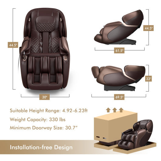 Relaxe Zero Gravity Shiatsu Massage Chair with Heating (SL-Track)-Brown
