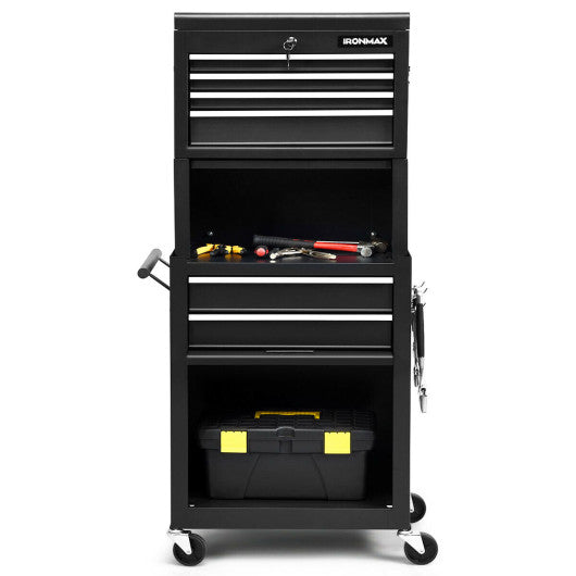 6-Drawer Tool Chest with Heightening Cabinet-Black