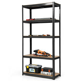 72 Inch Storage Rack with 5 Adjustable Shelves for Books Kitchenware-Black