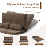 6-Position Adjustable Sleeper Lounge Couch with 2 Pillows-Coffee