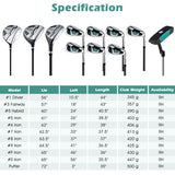 11 Pieces Complete Golf Club Package Set-Green