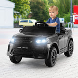 12V Kids Ride On Car with Remote Control Lockable Doors Slow Start System and LED Lights-Black