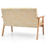 Modern Fabric Loveseat Sofa Couch Upholstered 2-Seat Armchair-Yellow