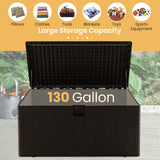 130 Gallon Patio All Weather Storage Container with Lockable Lid-Brown