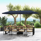 13FT Double-sided Patio Umbrella with Solar Lights for Garden Pool Backyard-Navy