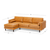 3-Seat L-Shaped Sectional Sofa Couch for Living Room-Brown