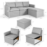 Convertible L-Shaped Sectional Sofa Couch with Reversible Chaise-Light Gray