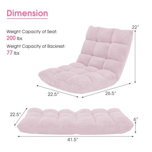 14-Position Adjustable Cushioned Floor Chair-Light Pink