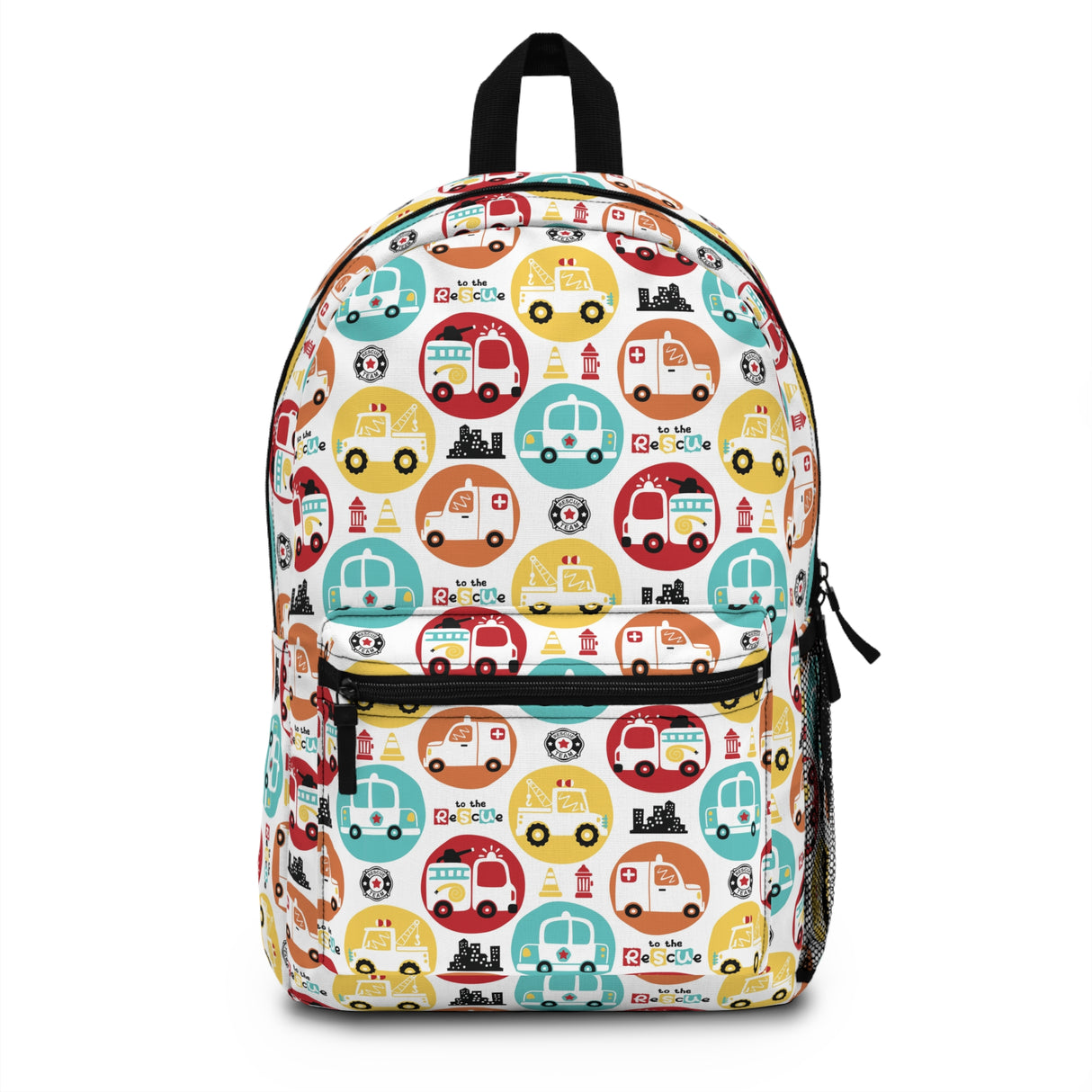 Kids Rescue Vehicles White Backpack