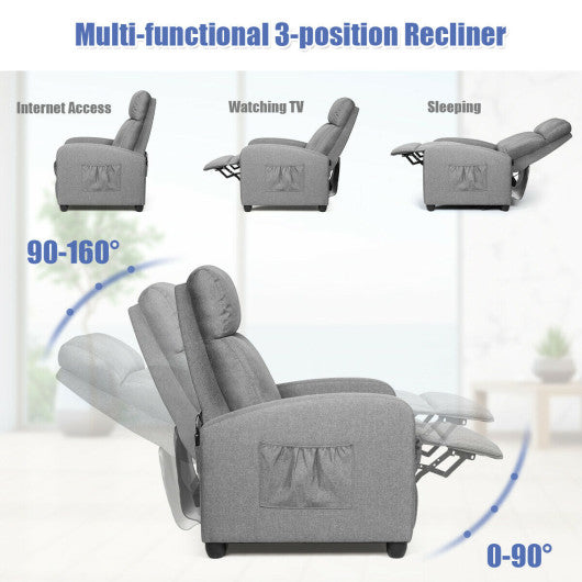 Recliner Sofa Wingback Chair with Massage Function-Gray