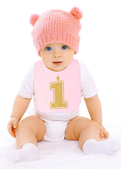 Gold 1 First Birthday Smash Cake Bibs