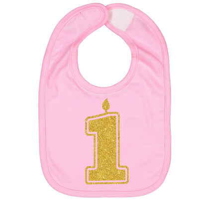 Gold 1 First Birthday Smash Cake Bibs