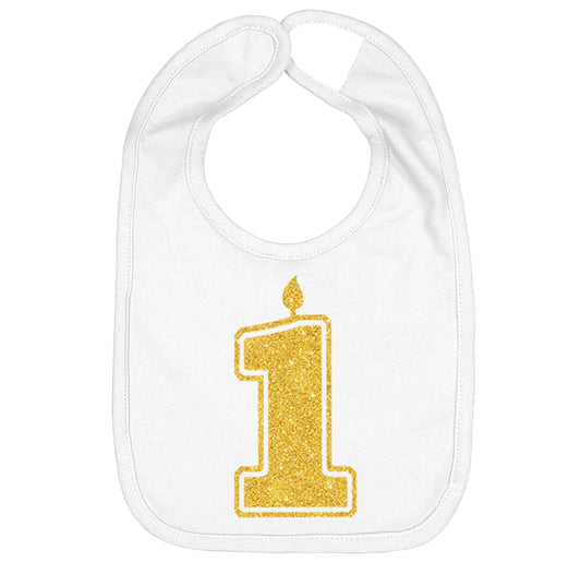 Gold 1 First Birthday Smash Cake Bibs