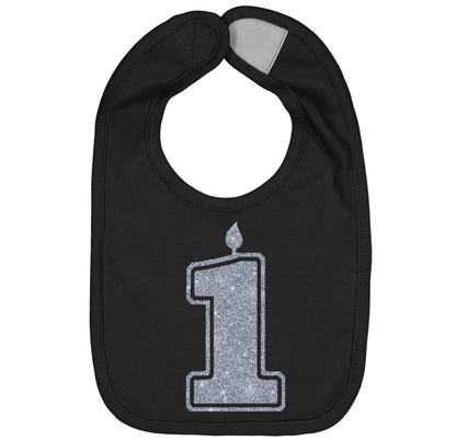 Silver 1 First Birthday Smash Cake Bibs