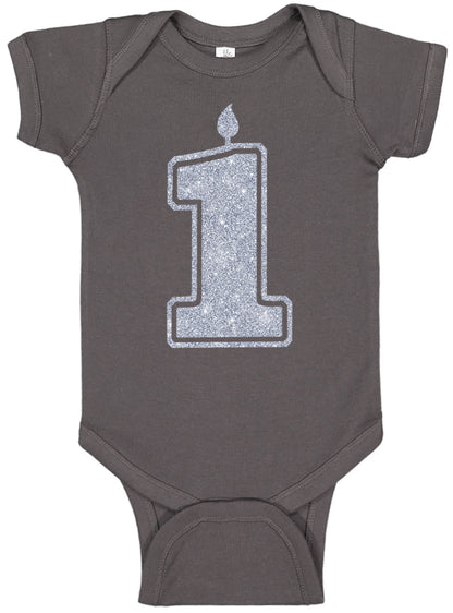 1 Silver First Birthday Onesies & Bodysuits