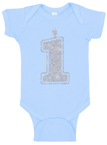 1 Silver First Birthday Onesies & Bodysuits
