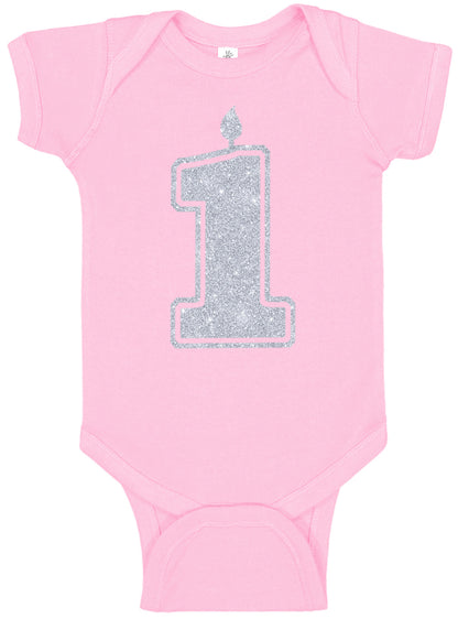 1 Silver First Birthday Onesies & Bodysuits