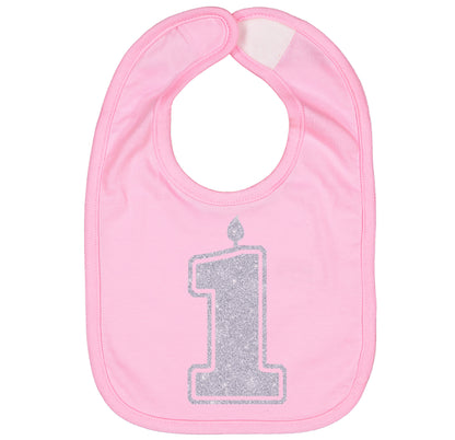 Silver 1 First Birthday Smash Cake Bibs