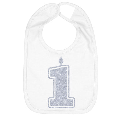 Silver 1 First Birthday Smash Cake Bibs