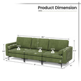 Modular 3-Seat Sofa Couch with Socket USB Ports and Side Storage Pocket-Green