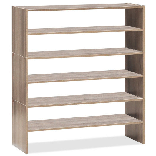 3 Pieces 31-Inch Stackable Multi-Shape Shoe Rack-Natural