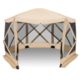 11.5 X 11.5 FT Pop-up Screen House Tent with Portable Carrying Bag-Coffee