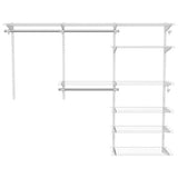 Adjustable Closet Organizer Kit with Shelves and Hanging Rods for 4 to 6 Feet-White