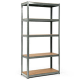 72 Inch Storage Rack with 5 Adjustable Shelves for Books Kitchenware-Gray