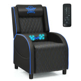 Massage Gaming Recliner Chair with Headrest and Adjustable Backrest for Home Theater-Blue