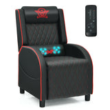 Massage Gaming Recliner Chair with Headrest and Adjustable Backrest for Home Theater-Red