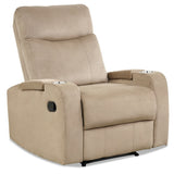Recliner Chair Single Sofa Lounger with Arm Storage and Cup Holder for Living Room-Brown