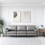 3-Seat Sofa Sectional with Side Storage Pocket and Metal Leg-Light Gray