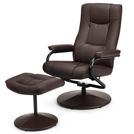 Swivel Lounge Chair Recliner with Ottoman-Brown