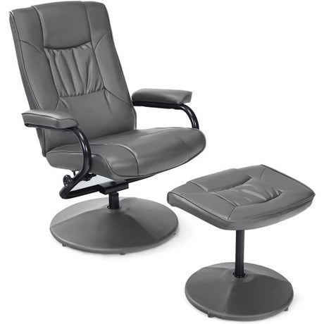 360° Swivel Recliner Chair with Ottoman-Gray