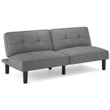 Convertible Folding Futon Sofa Bed with 6-Position Adjustable Backrest-Gray