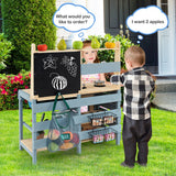 2-In-1 Outdoor Mud Kitchen with Faucet and Extra Chalkboard