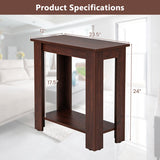 2-Tier Modern Compact End Table with Storage Shelf-Brown