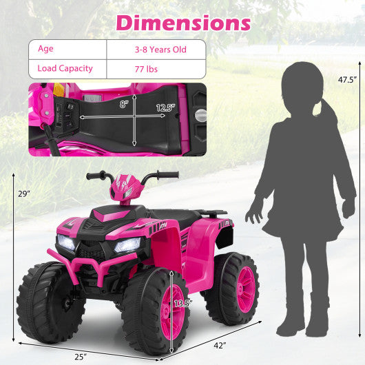 24V Kids Ride-On Electric ATV with Wireless Connection for Toddlers 3-8 Years Old-Pink