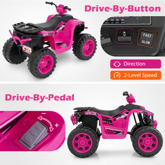 24V Kids Ride-On Electric ATV with Wireless Connection for Toddlers 3-8 Years Old-Pink