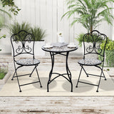24 Inch Patio Bistro Table with Ceramic Tile Tabletop-Black