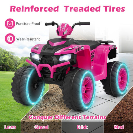 24V Kids Ride-On Electric ATV with Wireless Connection for Toddlers 3-8 Years Old-Pink